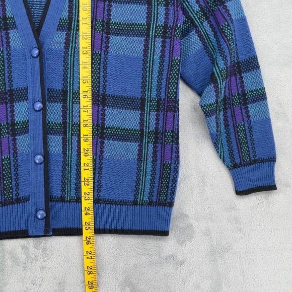 Pendleton Womens Wool Plaid Button Front Cardigan Sweater Blue Purple  Size M - Picture 7 of 9